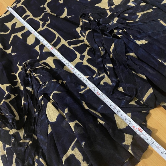 Fuzzi Jean Paul Gaultier Ruffle Mesh Midi Skirt Navy Ivory Abstract Print Medium - Picture 6 of 8